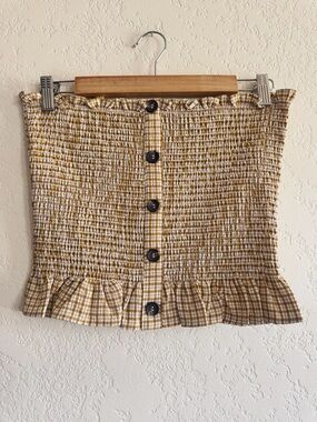 Willow & Root | ruched button down tube top | L